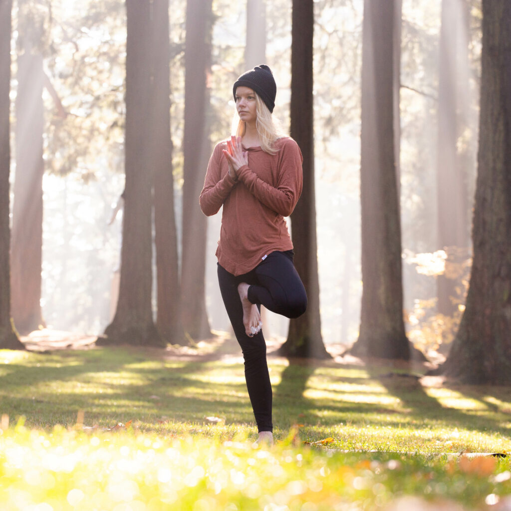 yoga pose while using toe spacers